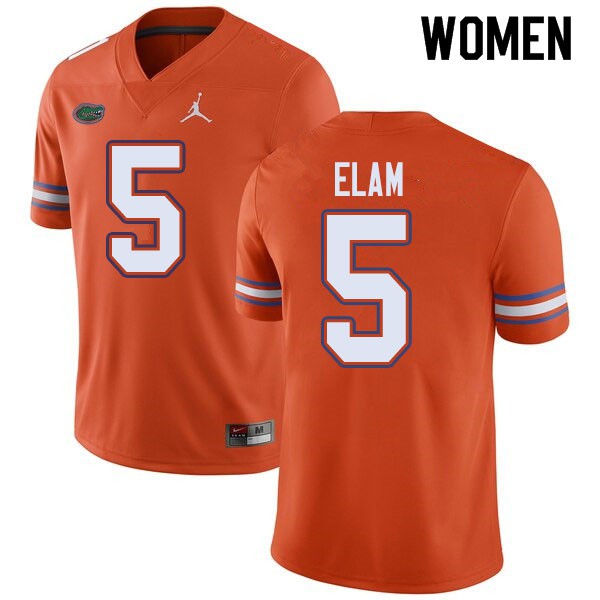 Jordan Brand Women #5 Kaiir Elam Florida Gators College Football Jersey Orange